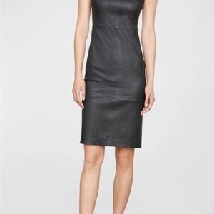 Vince lamb skin leather panel dress